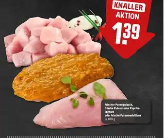 REWE DE Frischer Putengulasch, frische Putensteaks Paprika- Joghurt oder frische Putenmedaillons tilbud
