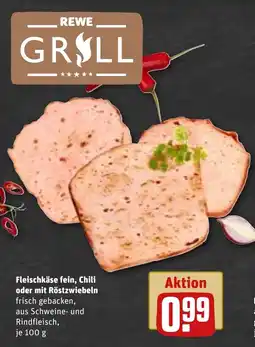 REWE DE Fleischkäse fein, Chili oder mit Röstzwiebeln tilbud