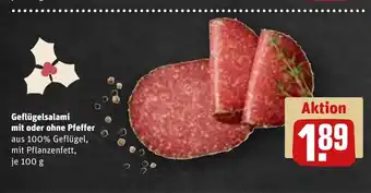 REWE DE Geflügelsalami mit oder ohne Pfeffer tilbud