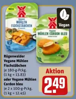 REWE DE Rügenwalder Vegane Mühlen Fischstäbchen oder Vegane Mühlen Cordon bleu tilbud