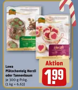 REWE DE Lawa Plätzchenteig Herzli oder Tannenbaum tilbud
