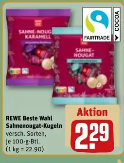 REWE DE REWE Beste Wahl Sahnenougat-Kugeln tilbud