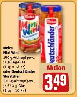 REWE DE Meica Mini Wini oder Deutschländer Würstchen tilbud