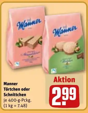 REWE DE Manner Törtchen oder Schnittchen tilbud