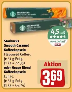 REWE DE Starbucks Smooth Caramel Kaffeekapseln oder House Blend Kaffeekapseln tilbud