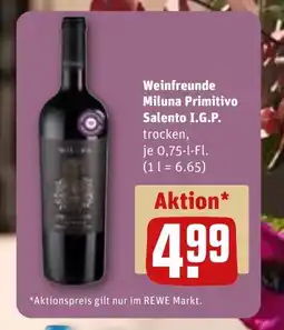 REWE DE Weinfreunde Miluna Primitivo Salento I.G.P. tilbud