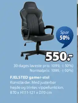 JYSK FJELSTED gamer-stol tilbud