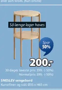 JYSK SNESLEV sengebord tilbud