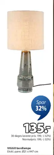 JYSK VIGGO bordlampe tilbud