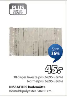 JYSK NISSAFORS bademåtte tilbud