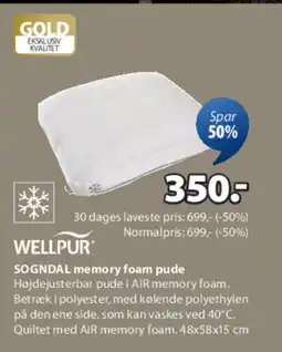 JYSK SOGNDAL memory foam pude tilbud