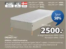 JYSK DINGLA + EKSO boxmadras tilbud