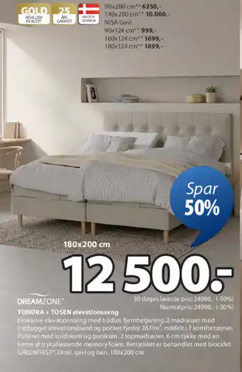 JYSK TONDRA + TOSEN elevationsseng tilbud