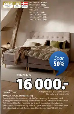 JYSK KUPELVA + VOLA elevationsseng tilbud