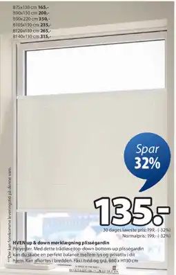 JYSK HVEN up & down mørklægning plisségardin tilbud
