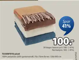 JYSK TUSENFRYD plaid tilbud