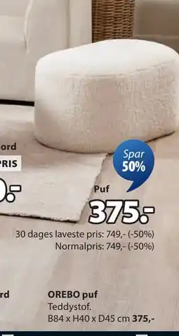 JYSK OREBO puf, DKK 375 tilbud