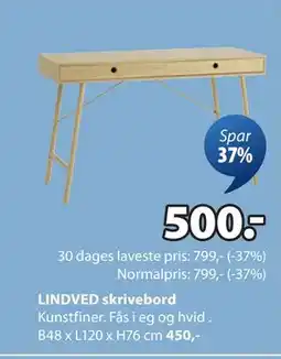 JYSK LINDVED skrivebord, DKK 500 tilbud