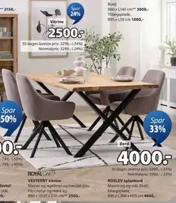 JYSK ROSLEV spisebord, DKK 4000 tilbud