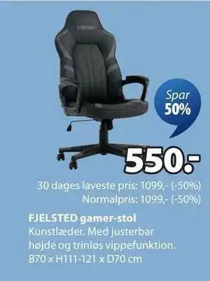 JYSK FJELSTED gamer-stol, DKK 550 tilbud