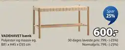 JYSK VADEHAVET bænk, DKK 600 tilbud