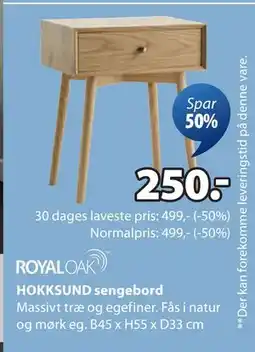 JYSK HOKKSUND sengebord, DKK 250 tilbud