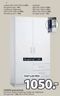 JYSK FANDRUP garderobeskab, DKK 1050 tilbud