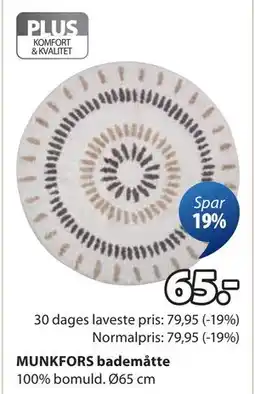 JYSK MUNKFORS bademåtte, DKK 65 tilbud