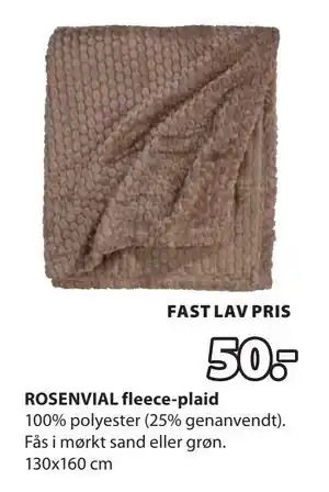 JYSK ROSENVIAL fleece-plaid, DKK 50 tilbud