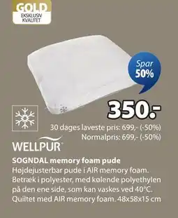 JYSK SOGNDAL memory foam pude., DKK 350 tilbud