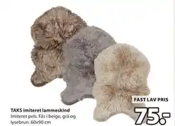 JYSK TAKS imiteret lammeskind, DKK 75 tilbud