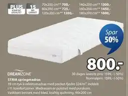 JYSK STRIA springmadras, DKK 800 tilbud
