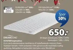 JYSK KVISTEN topmadras, DKK 650 tilbud