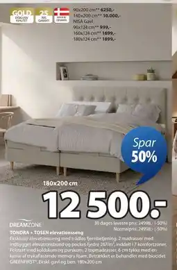 JYSK TONDRA + TOSEN elevationsseng, DKK 12500 tilbud
