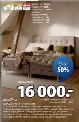 JYSK KUPELVA + VOLA elevationsseng, DKK 16000 tilbud