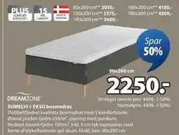 JYSK SUMELVI + EKSO boxmadras, DKK 2250 tilbud