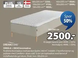 JYSK DINGLA + EKSO boxmadras, DKK 2500 tilbud