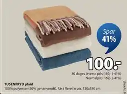 JYSK TUSENFRYD plaid, DKK 100 tilbud
