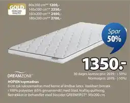 JYSK HOPEN topmadras, DKK 1350 tilbud