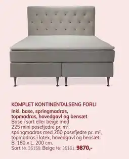Daells Bolighus KOMPLET KONTINENTALSENG FORLI, DKK 9870 tilbud