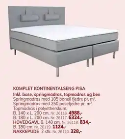 Daells Bolighus KOMPLET KONTINENTALSENG PISA tilbud