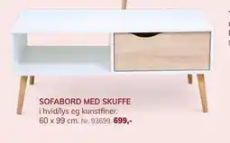 Daells Bolighus SOFABORD MED SKUFFE i hvid/lys eg kunstfiner., DKK 699 tilbud