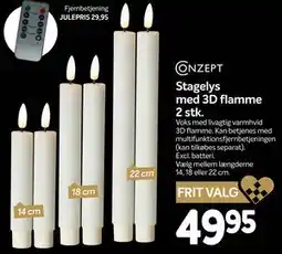 Din Isenkræmmer Stagelys med 3D flamme 2stk., DKK 49.95 tilbud