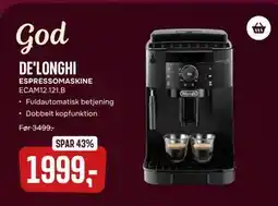 Skousen DE'LONGHI. ESPRESSOMASKINE. ECAM12.121.B, DKK 1999 tilbud