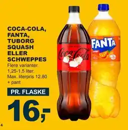 Let-Køb COCA-COLA, FANTA, TUBORG SQUASH ELLER SCHWEPPES, DKK 16 tilbud