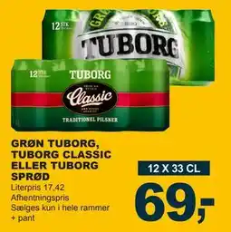 Let-Køb GRØN TUBORG, TUBORG CLASSIC ELLER TUBORG SPRØD, DKK 69 tilbud