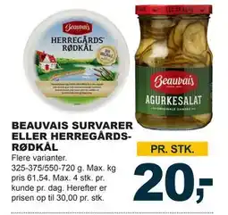 Let-Køb BEAUVAIS SURVARER ELLER HERREGÅRDSRØDKÅL, DKK 20 tilbud