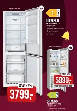 Skousen KØLEFRYSESKAB NRK619EPW4, DKK 3799 tilbud