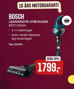 Skousen BOSCH LEDNINGSFRI STØVSUGER, DKK 1799 tilbud