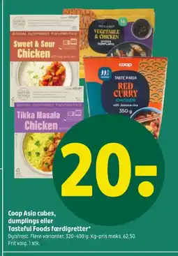 Coop 365 Coop Asia cubes, dumplings eller Tasteful Foods færdigretter tilbud